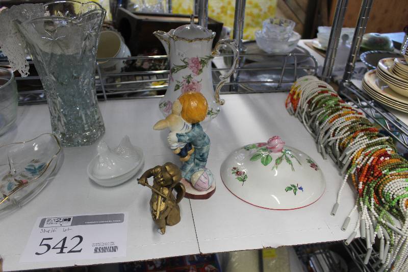 lot 542 image: Shelf Lot Of Ceramic, Glass Decorations, Tableware