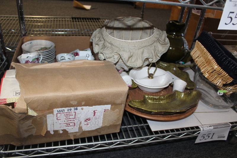 lot 551 image: Shelf Lot Of Ceramic, Glass Decorations, Tableware, Baum Bros Formalities China