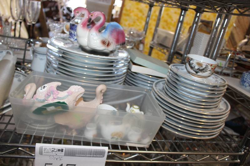 lot 547 image: Shelf Lot Of Ceramic, Glass Decorations, Tableware, China