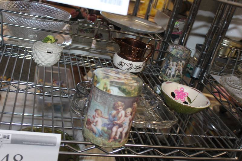 lot 548 image: Shelf Lot Of Ceramic, Glass Decorations, Tableware
