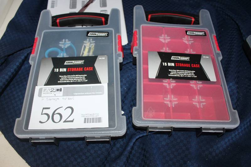 lot 562 image: Lot of (2) Tool Shop 15-Bin Storage Cases w Tools