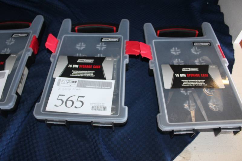 lot 565 image: Lot of (2) Tool Shop 15-Bin Storage Cases w Tools