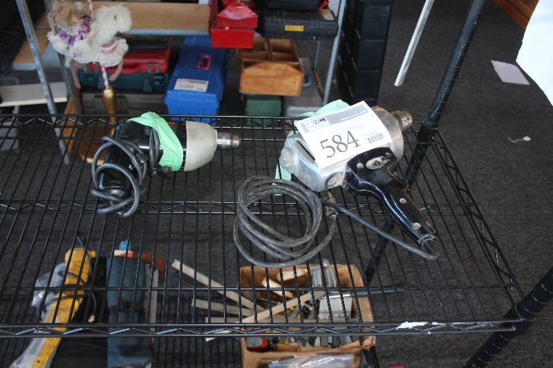 lot 584 image: Lot of (2) Power Tools Including 1) Sears Craftsman 12 Electric Reversible 34hp Drill AND 1) Black & Decker 38 Drill