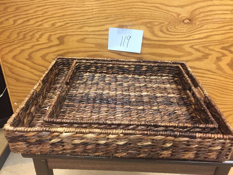 BirdRock Home Serving Trays Abaca - 2 Pieces  Hand Woven Renewable Fiber