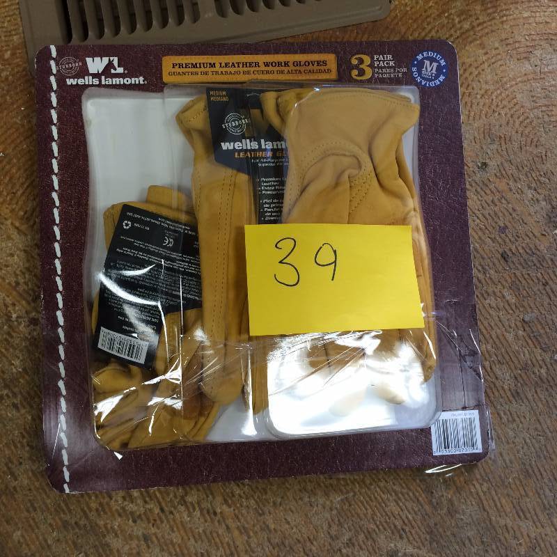 Wells Lamont Medium Leather Work Glove, 3-Pack
