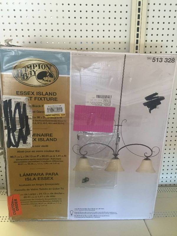 Hampton Bay Essex 3-Light Aged Black Island Pendant