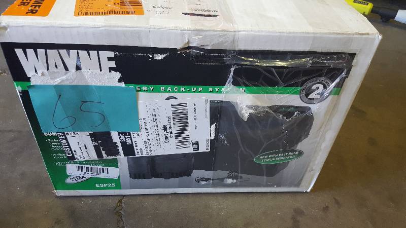 Wayne 13 HP - 12-Volt Battery Backup Sump Pump System Model # ESP25 New