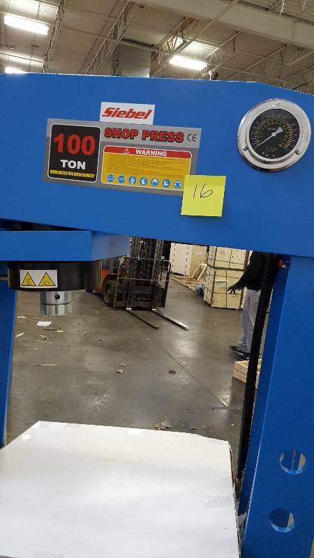 100 TON SHOP PRESS Siebel 100 Ton Press  Model # SP100AH01 LOT 16