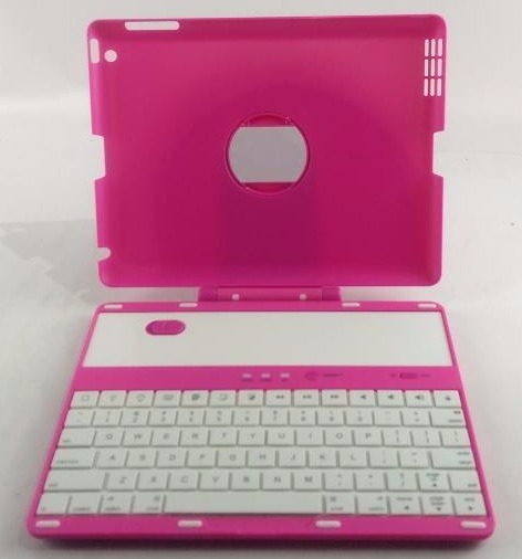 NEWWireless Bluetooth Keyboard for Tablet PC with 360 Degree Rotational Stand - Pink