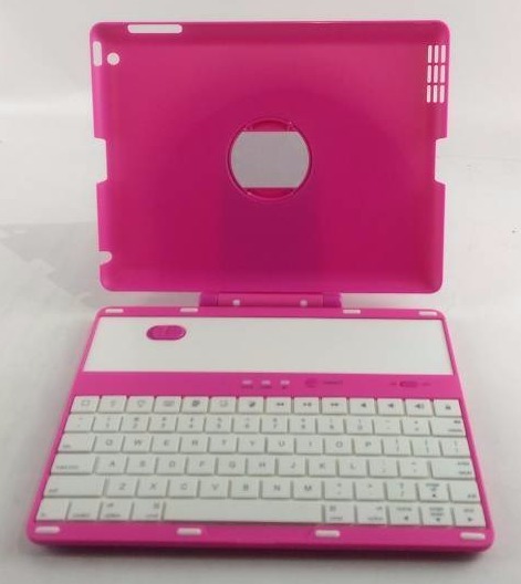 Wireless Bluetooth Keyboard for Tablet PC with 360 Degree Rotational Stand - Pink