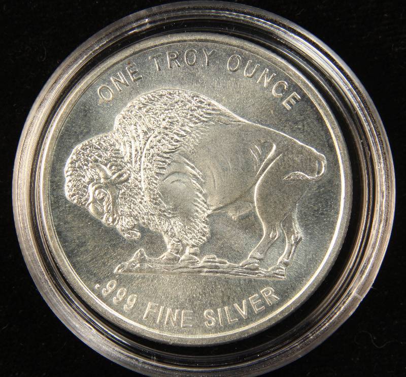 1 TROY OZ. .999 FINE SILVER ROUND IN AIRTITE HOLDER BUFFALO NICKEL DESIGN