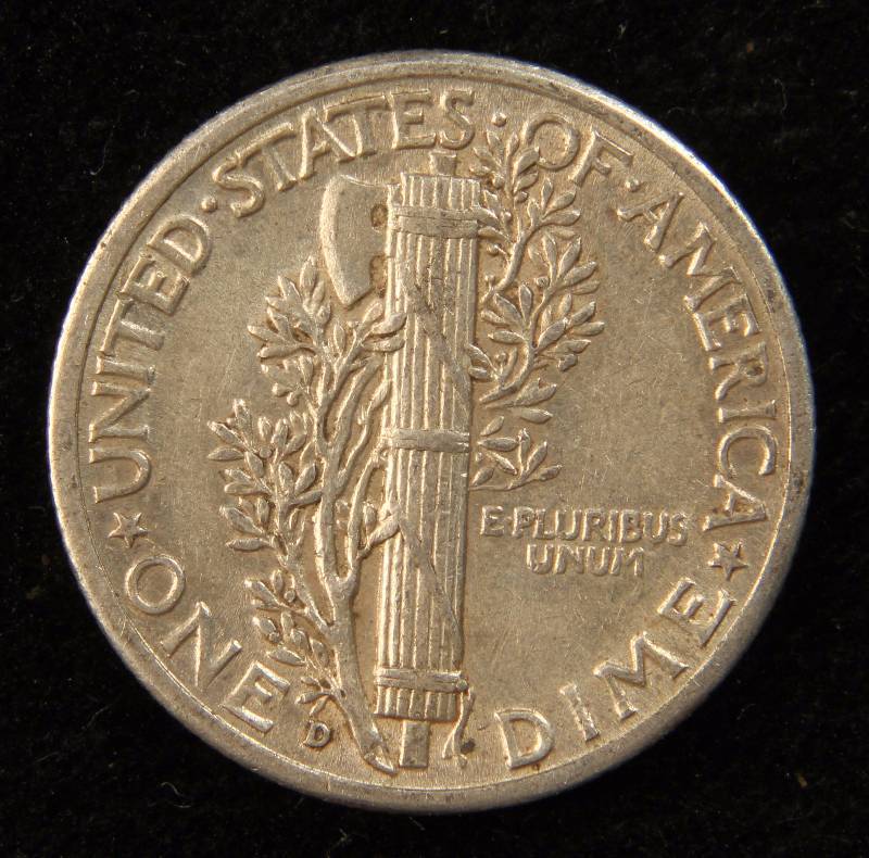 1943-D MERCURY SILVER DIME XF