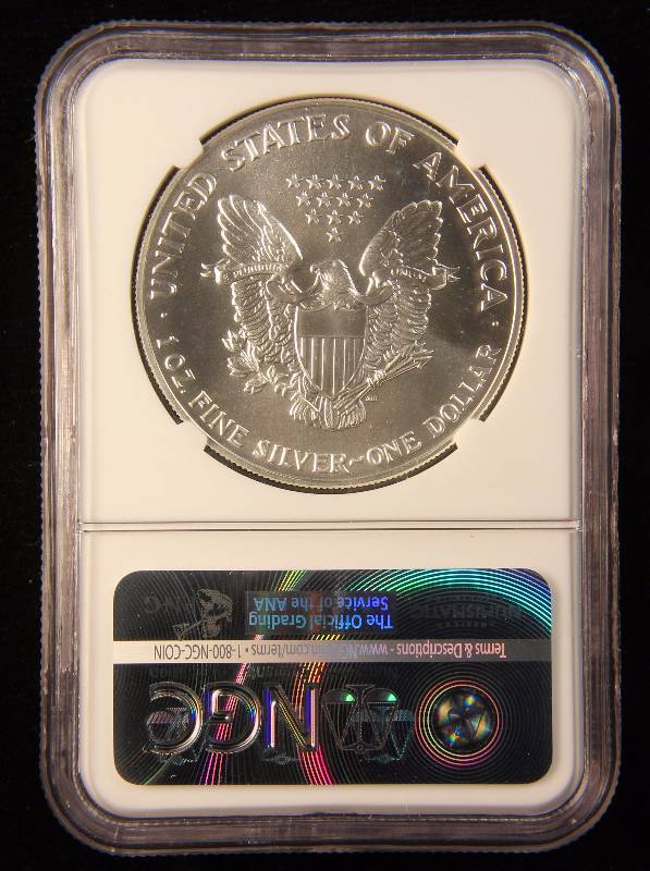 1991 AMERICAN SILVER EAGLE 1 TROY OZ. .999 FINE SILVER MS69 NGC