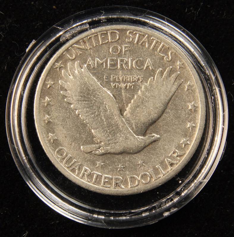 1925 STANDING LIBERTY SILVER QUARTER FINE VF IN AIRTITE