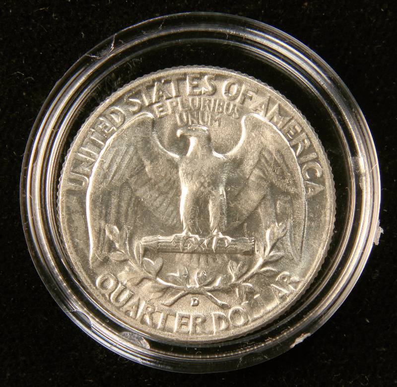 1954-D WASHINGTON SILVER QUARTER UNC IN AIRTITE