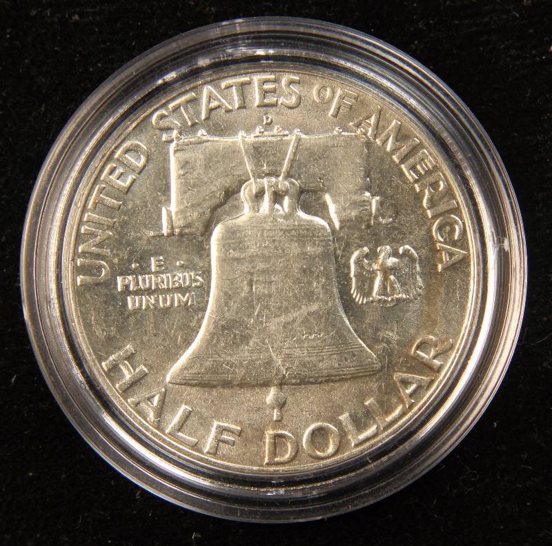 1963-D FRANKLIN SILVER HALF DOLLAR BU UNC IN AIRTITE
