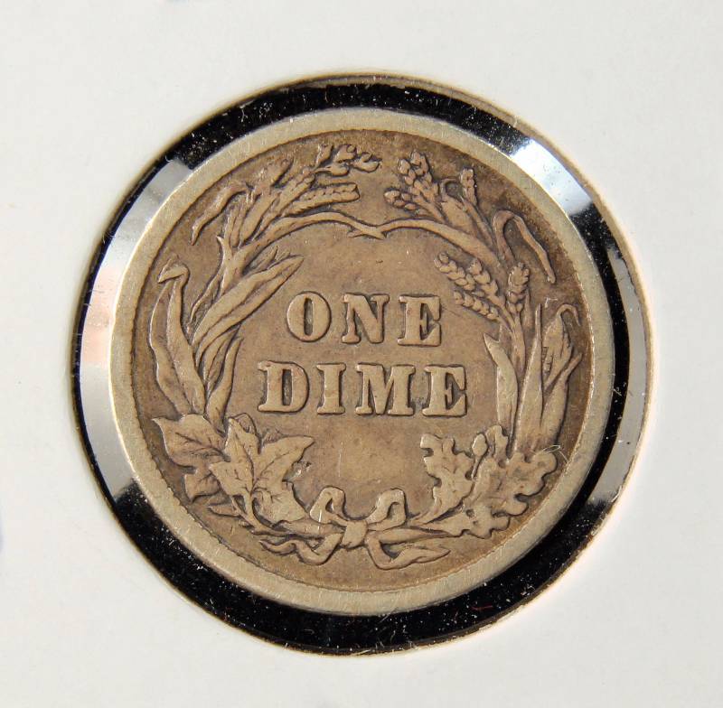 1912 BARBER SILVER DIME VF