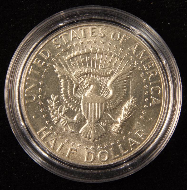 1964-D KENNEDY SILVER HALF DOLLAR BU IN AIRTITE HOLDER