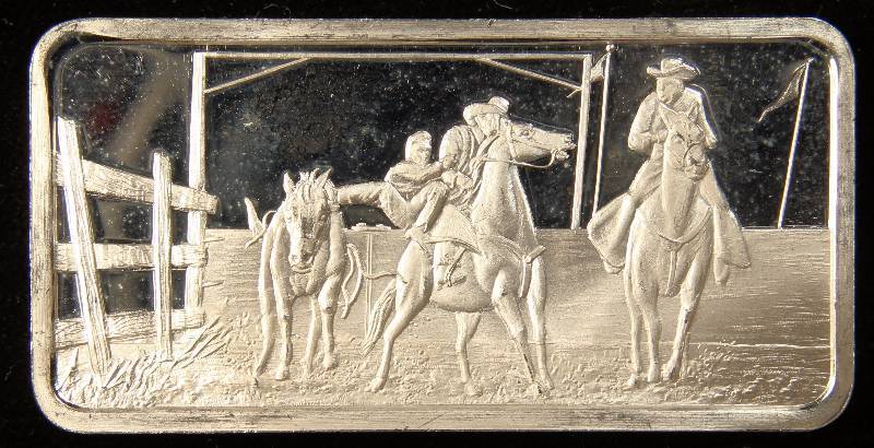 1 TROY OZ. .999 FINE SILVER BAR AMERICA THE BEAUTIFUL THE RODEO DESIGN