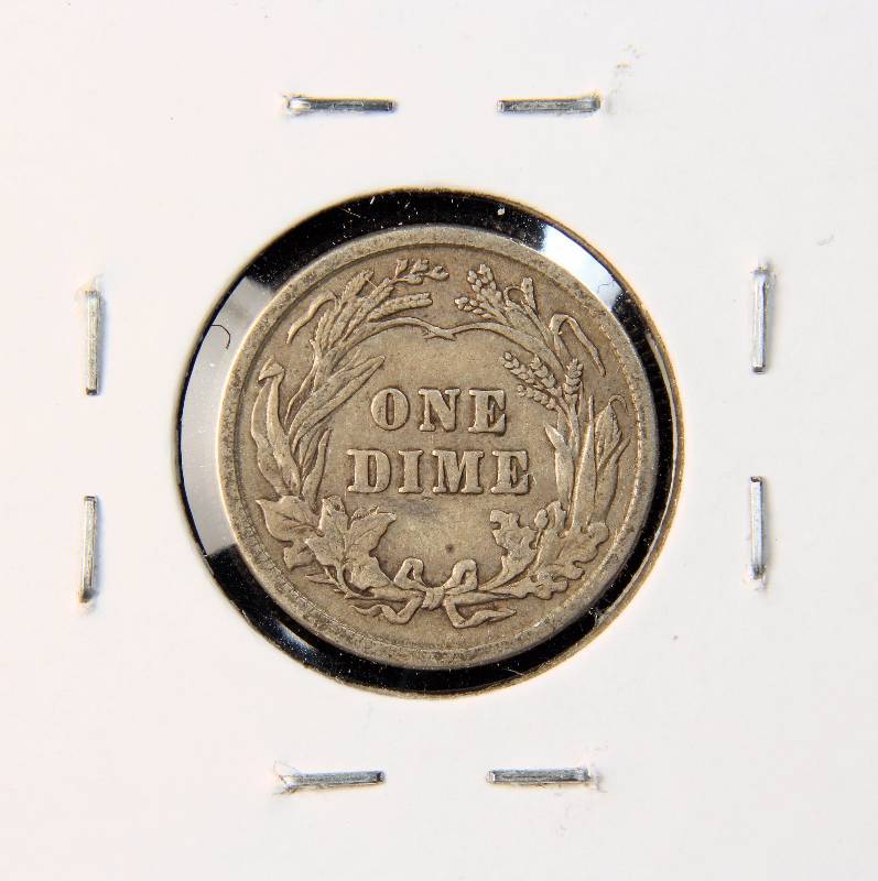 1915 BARBER SILVER DIME VF