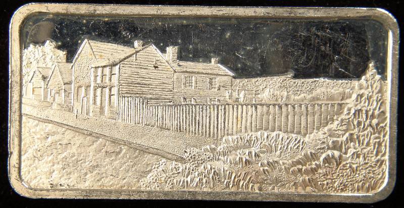 1 TROY OZ. .999 FINE SILVER BAR AMERICA THE BEAUTIFUL RIVERTOWN DESIGN