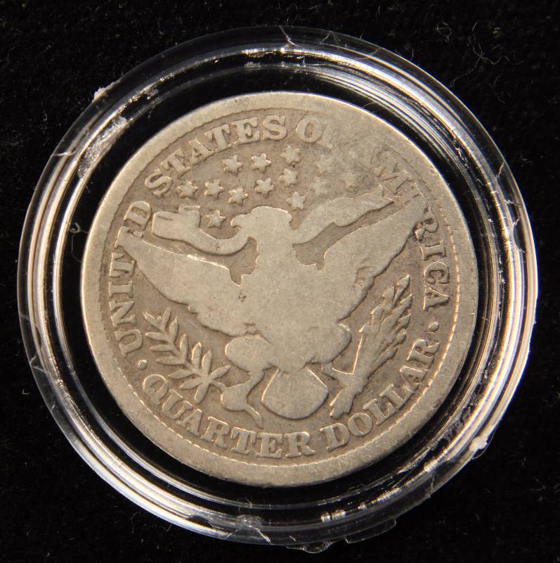 1895 BARBER SILVER QUARTER IN AIRTITE