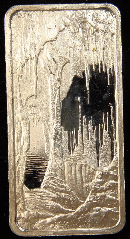 1 TROY OZ. .999 FINE SILVER BAR AMERICA THE BEAUTIFUL CARLSBAD CAVERNS DESIGN
