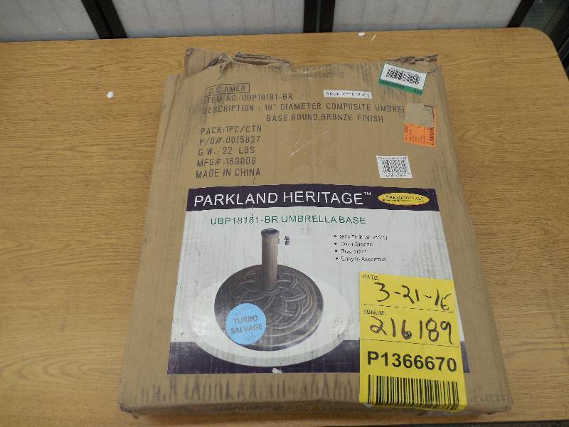 18 in. Round Cast Stone Umbrella Base in Bronze