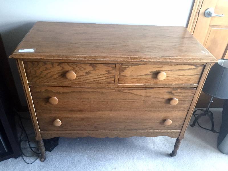 lot 1 image: Late 1800s or Early 1900s American Empire Craftsman Solid Wood Antique Buffet Sideboard Chest of Drawer on Casters - Light Wear Considering Age