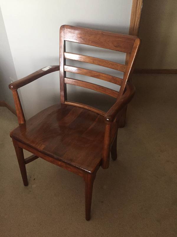 lot 7 image: Fantastic Antique Solid Maple WOOD Banker Desk Courthouse Gunlocke Lawyer Library School Teacher Arm Mission Office Chair - Excellent Condition