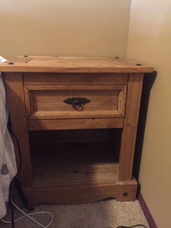 lot 15 image: Gorgeous Hacienda Mission Spanish Revival Knotty Pine Night Stand with Draw & Iron Accents #21 Matches Lot 13 & 14