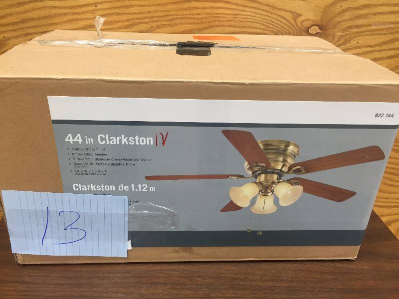 lot 13 image: Clarkston 44 in. Brushed Nickel Ceiling Fan with Light Kit