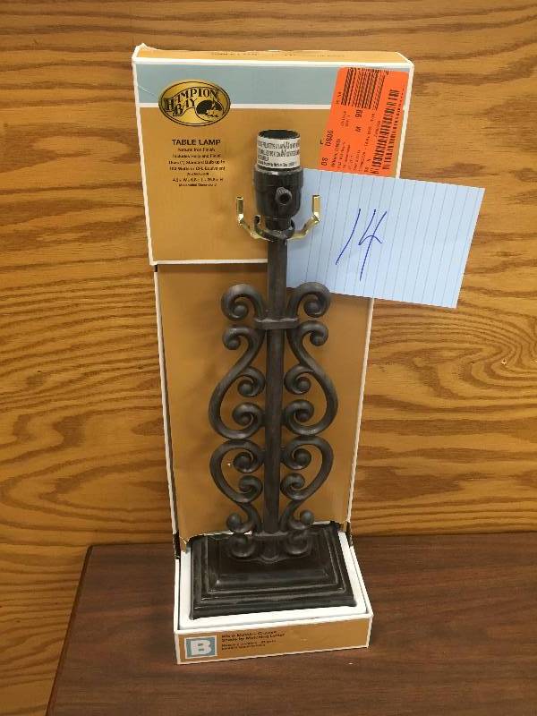 lot 14 image: Hampton Bay Mix & Match Natural Iron Scroll Table Lamp