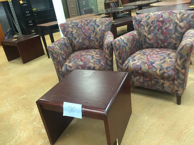 lot 20 image: 2 Chairs and Coffee Table OfficeReception Chairs