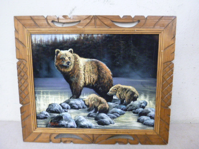 lot 19 image: Framed Bear Painting