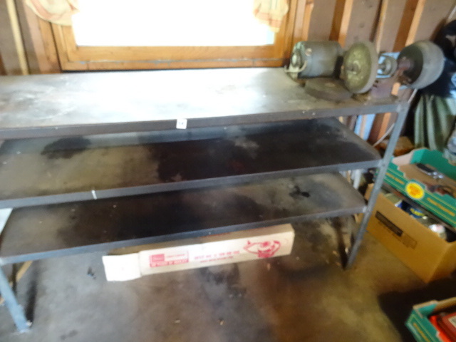 Metal Work Bench W Mounted Grinder