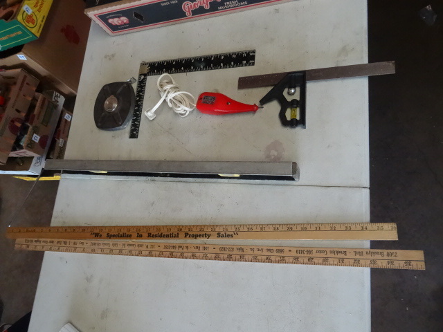 2 Yard Sticks, 2 Ft. Level, 2 Squares,