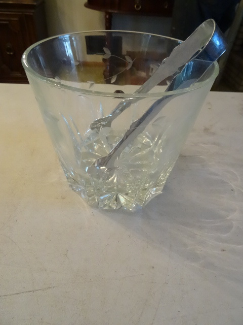 Glass Ice Bucket Etched