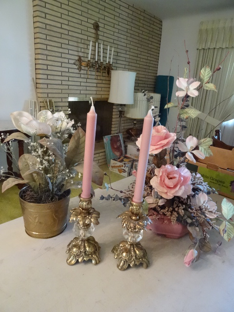 Silk Flower Centerpieces, Glass Candle