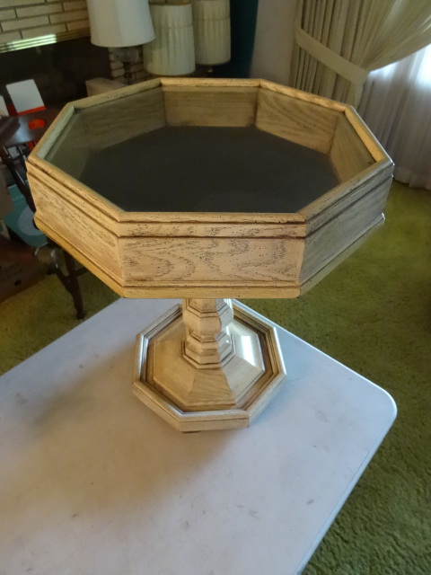 Octagon Pedestal End Table-