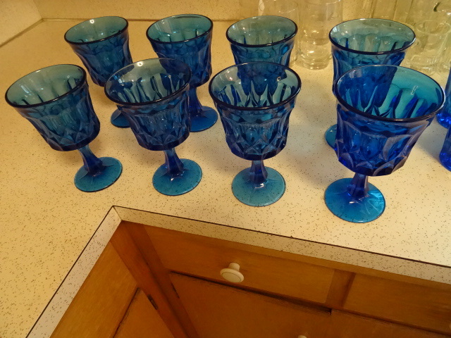 Set of 8 Blue Goblets