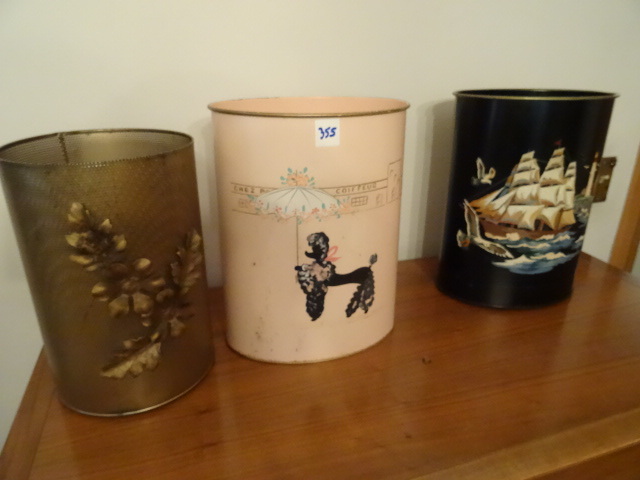 3 Vintage Garbage Cans Ransburg
