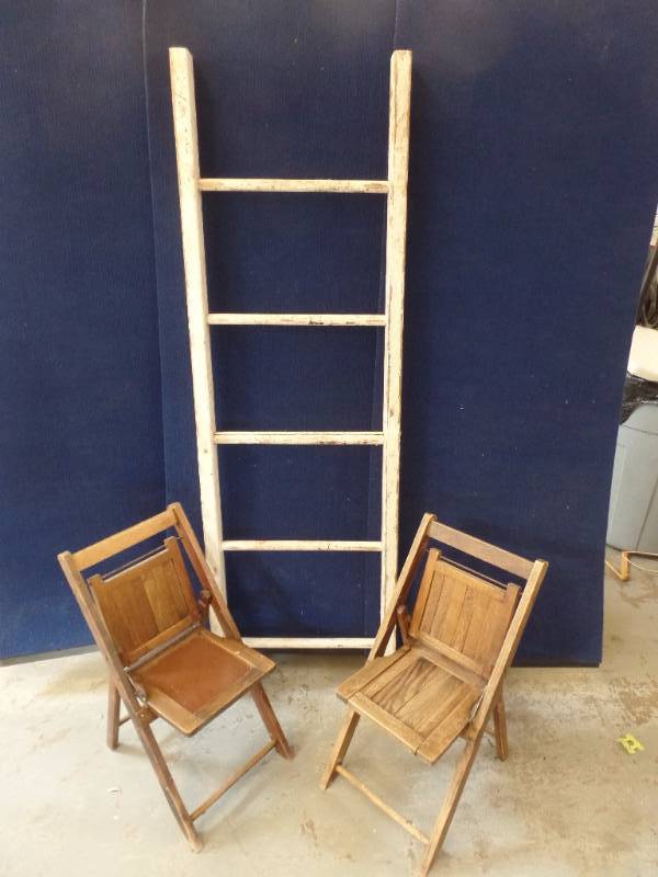 Kiddie Size Oak Folding Chairs