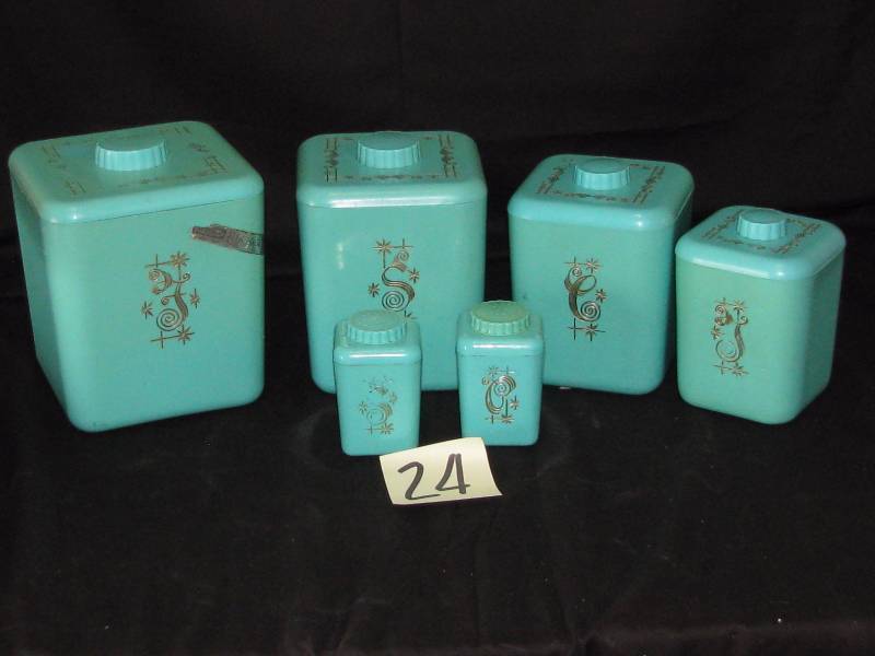 lot 24 image: Mid-Century Aqua Elegante Canister Set
