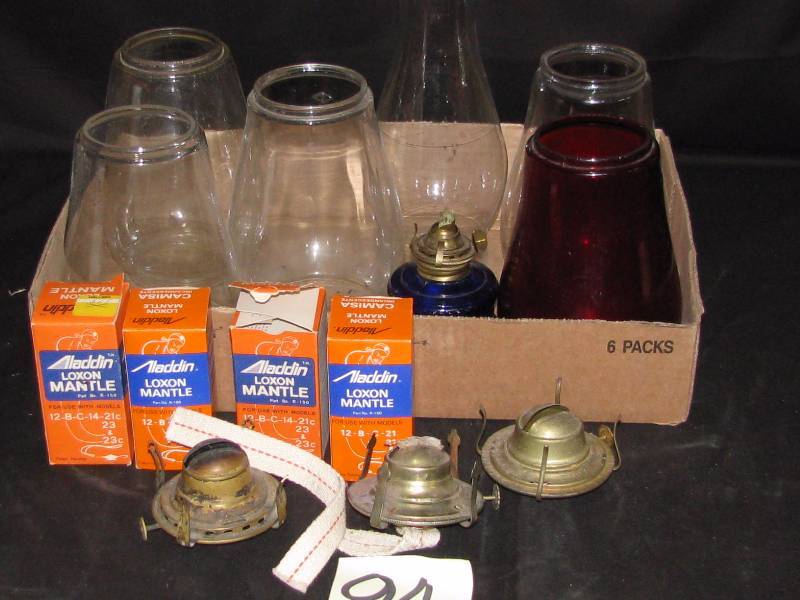 lot 94 image: Vintage Kerosene Lamp Globes-Mantles-burners