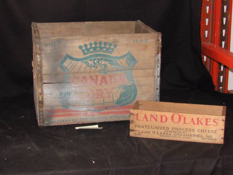 lot 103 image: Canada Dry Wood Crate-Land O Lakes Wood Cheese Box