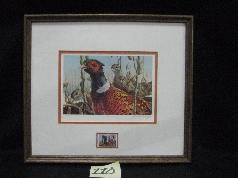 lot 110 image: 1984  Minnesota DNR Pheasant print & stamp