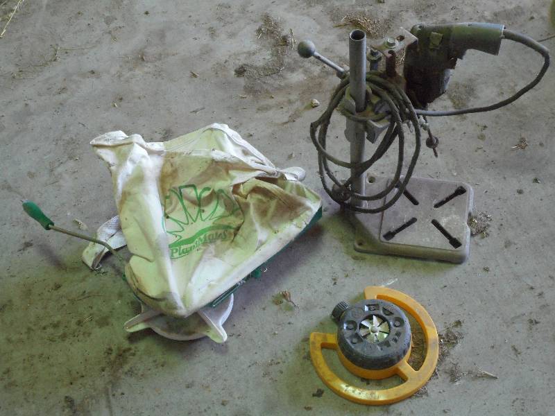 lot 21 image: (1) Vintage Drill Press, (1) Seeder...