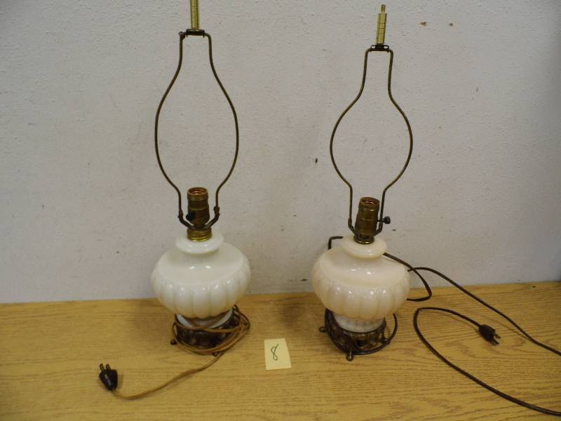Pair Antique Glass Lamps