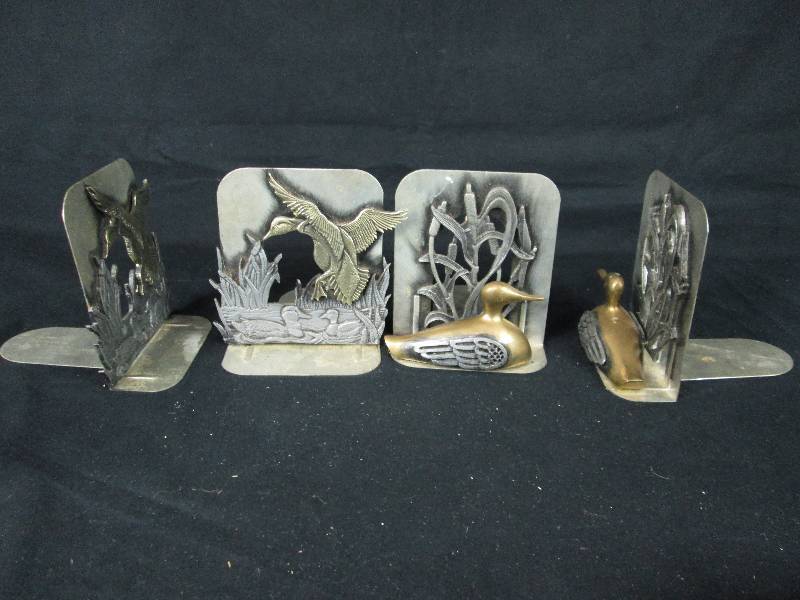 lot 38 image: Pair of Pewter & Brass Duck Bookends